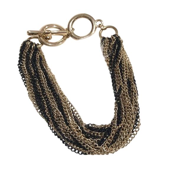 Y2k Express Black & Gold Chain Link Bracelet - Picture 1 of 6